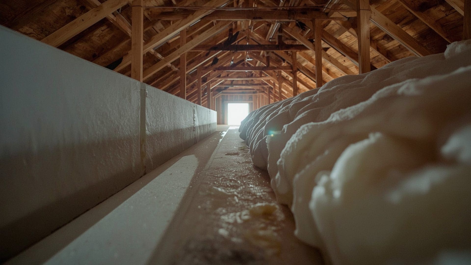 Soffit baffle installed between attic rafters keeping insulation clear of vent opening